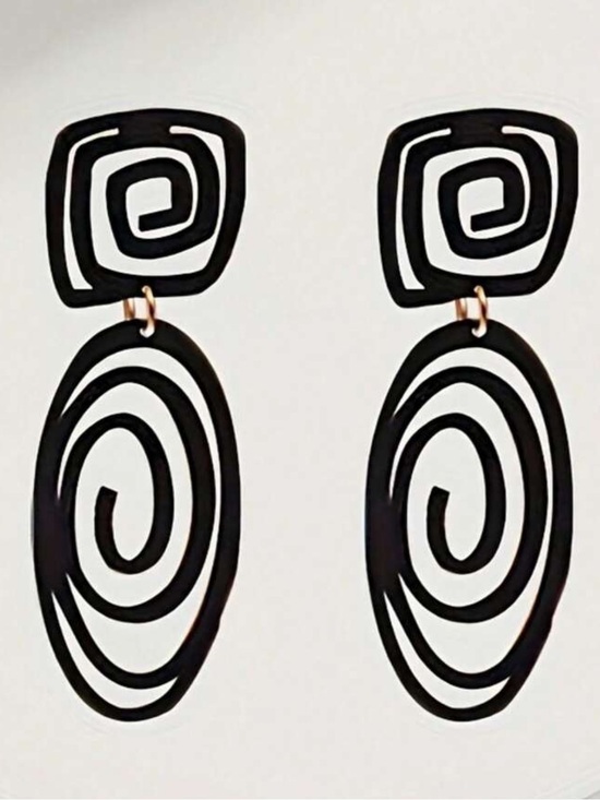 The Scarlet Society Jewelry - Black Spiral Drop Statement Earrings